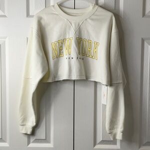 Lazy Sunday Women’s Cropped New York Long Sleeve Sweatshirt Size L